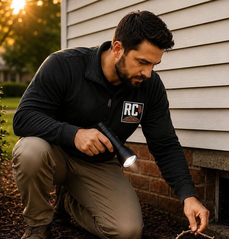 Ryan inspecting a crawlspace