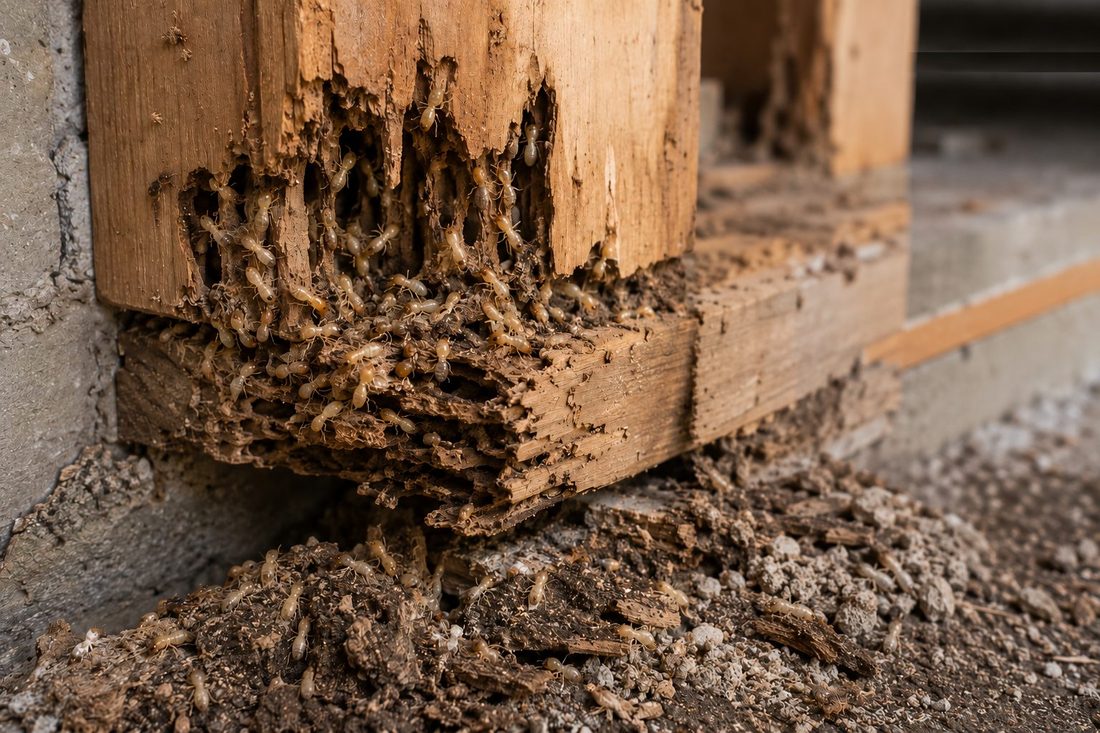 Termite damage inspection on a Middle Georgia property